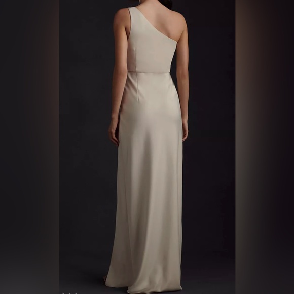 BHLDN Dylan One-Shoulder Satin Side-Slit Gown - Picture 2 of 6